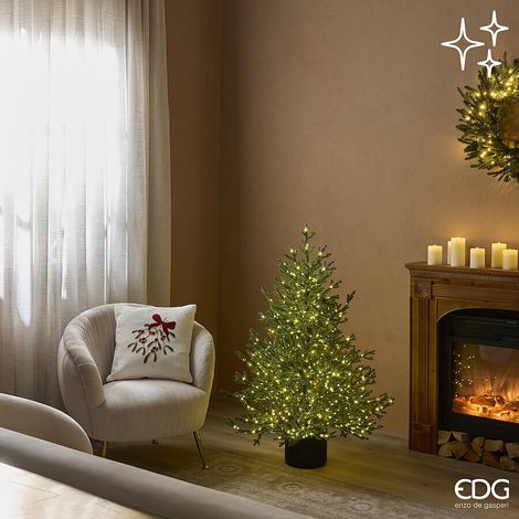 EDG Enzo De Gasperi Pino Natalizio Lucciole con Vaso LED H120 cm IP44 Verde – Albero di Natale Luminoso (1/5)