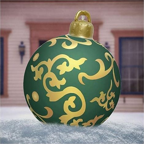 Boule de Noël géante gonflable pour extérieur, décoration d'arbre de 60 cm à effet miroir, ornement PVC avec reflet brillant, sphère décorative XXL pour jardin et sapin (1/3)
