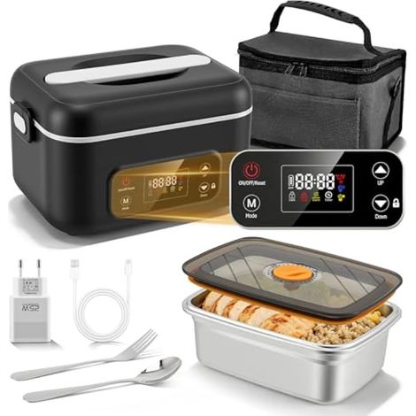 24000mAh Gamelle Chauffante avec 12H Minuterie, 1.3L Rechargeable Boite Chauffante Repas électrique Lunch Box Bote à Lunch électrique Sans Fil pour Adultes Voyage,Bureau,Pique-nique (1/5)