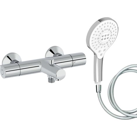 Mitigeur baignoire JACOB DELAFON Simone + pommeau de douche Metro signature + flexible de douche lisse (1/5)