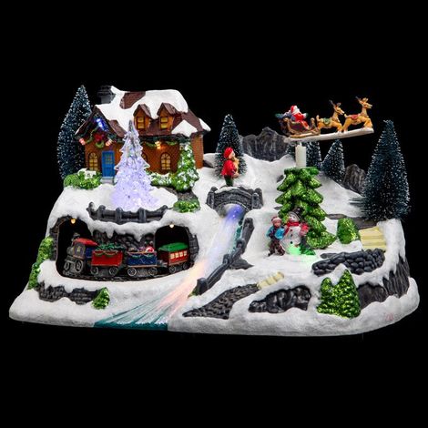 Paris Prix - Village De Noël Train square 30cm Multicolore