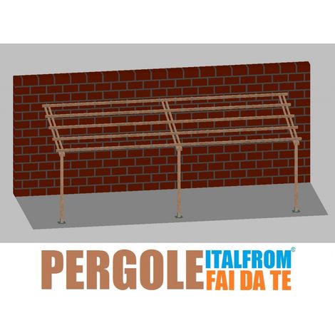 Pergola da Giardino Addossata in Legno di Pino Impregnato - mt 3 X 8 x 2,5h - con Supporti a Tassellare (1/3)
