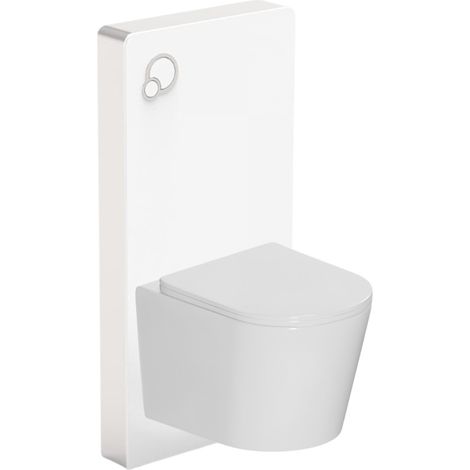 Glass pack: bastidor con placa de control integrada + inodoro suspendido sin brida con tapa SoftClose (STGLWCE14WT01-IN) (1/5)