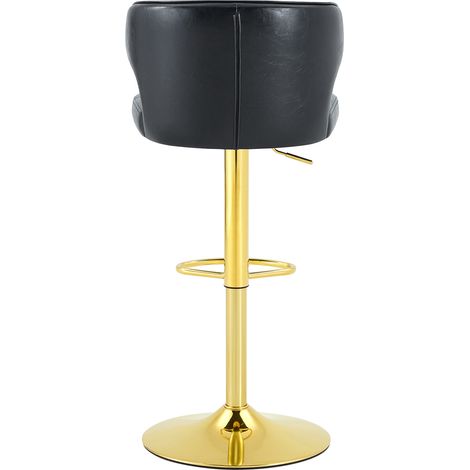 Set 2 sgabelli da bar regolabili e girevoli con schienale, PU nero, base 45 cm MODENUIT (1/5)