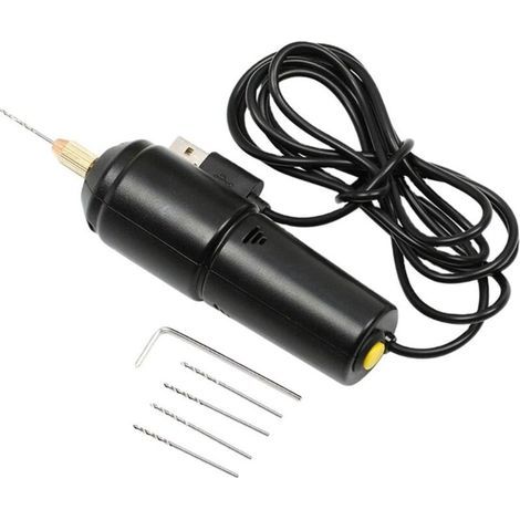 Mini Perceuses électriques, 5V Portable Perceuse USB, Perceuse Outils Rotatifs Multifonction, avec 5 Forets et Clé Allen, pour Artisanat en Bois, Outils de Forage Pour Résine Bricolage, Filaire (1/5)