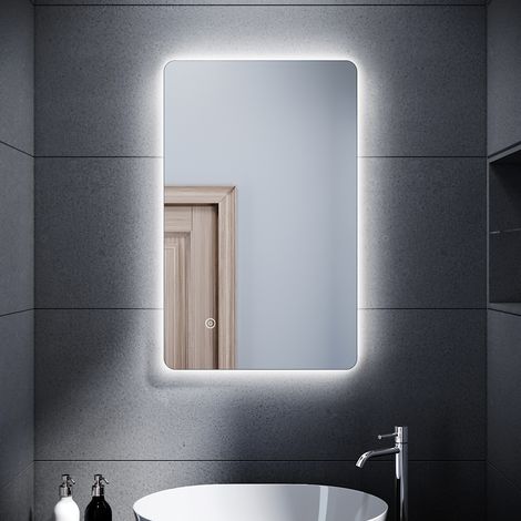SONNI Badspiegel LED Beleuchtung Badezimmerspiegel mit led Wandspiegel,80x50cm,Touch,Kaltweiß