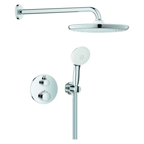 Grohtherm set de douche encastré avec douche de tête Tempesta 250 + douchette 2 jets, chrome (G1039960000) (1/3)