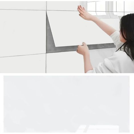 Panneau autocollant en stratifié PVC brillant effet marbre blanc 80x40 cm (panneau 11) (1/5)