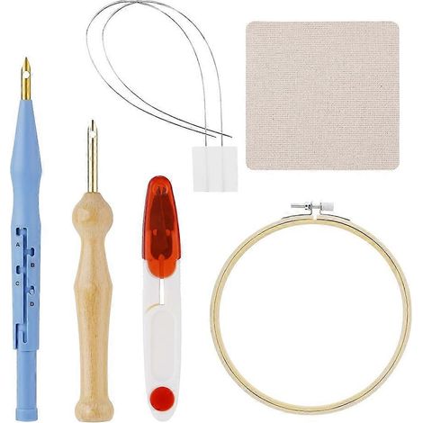 Set mit 7 Punch-Nadeln, verstellbares Punch-Needle-Stickset mit Stoffschlaufe, Nähnadelwerkzeug für Kunststickerei (1/5)