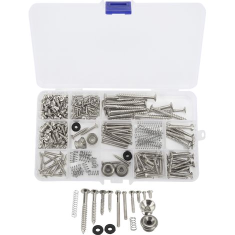 Kit de vis pour guitare électrique, visserie métal argent, ressorts, attaches bracelet, lot d'accessoires de réparation. (1/5)