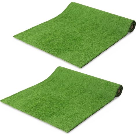 Outsunny 2pcs Artificial Grass Turf with Self-draining 1m x 4m Green