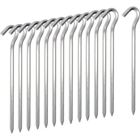 Piquet de tente 14 PCS, crochets de tente en métal de 18 cm, tente légère en alliage d'aluminium Piquets de sol durs piquets de jardin clous pour auvent de camping bâche de filet de voyage (1/5)