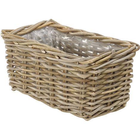 Jardinière en rotin, env. 30 x 15 x 15 cm, tressé, gris/marron (1/5)