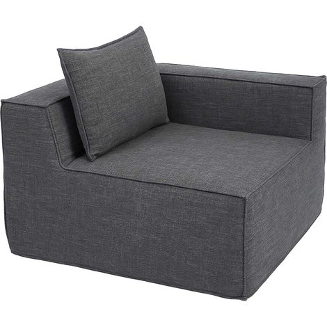 Élément d'angle/accessoire pour canapé HHG-396, fauteuil lounge Fauteuil rembourré Accoudoir, tissu/textile (300 g/m²) 63 x 97 x 97 cm, gris foncé (1/5)