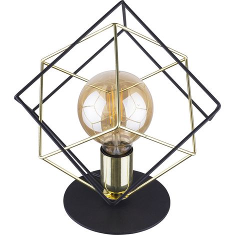 TK Alambre Lampe de table noire, dorée 1xE27 (1/3)