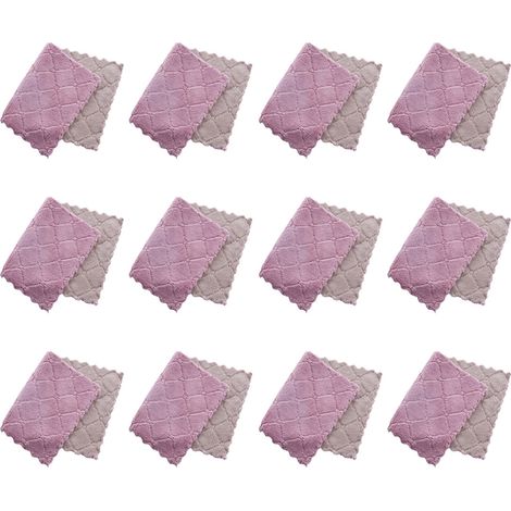 Set of 12 coral velvet kitchen towels, non-stick, oil washable and quick drying.