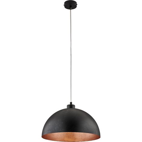 Sospensione Industrial 1 Luce Marcus In Ferro Laccato Nero E Rame Diam 35 (1/2)