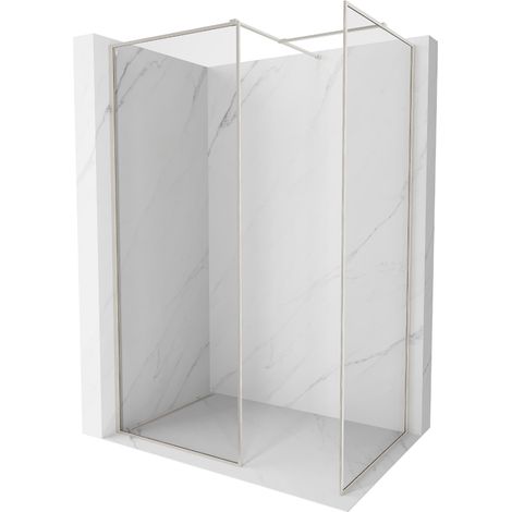 Mexen Kioto-XF cloison de douche Walk-in avec cadre 100x80 cm, transparent 10 mm, nickel brossé - 800-100-202-04-97-080-XF (1/5)