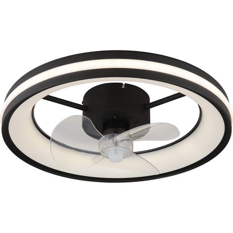 Globo Gatian Ventilateur de plafond à 3 pales, noir mat, LED, intensité variable, 2 700-6 500 K, télécommande, minuterie (1/5)