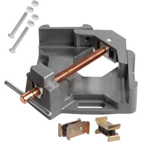 Fonte robuste, pince à angle droit de 90 degrés, pince d'angle, mâchoire pivotante réglable, vis à action rapide, entretoises d'angle en fer, dégagement en T de 6,2 cm, 2 blocs (1/5)