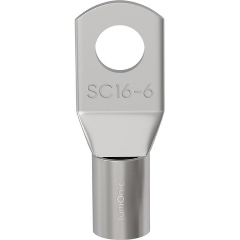 10x Blanko-Rohrkabelschuh 16mm²  M6  Verzinntes Kupfer  Sichere lötfreie Kabelverbindung  SC16-6, Packung mit 10 Crimp-Kabelschuhen, Crimp-Verbindern  (1/2)