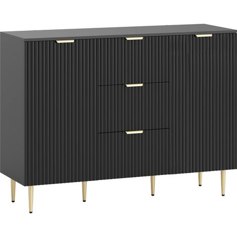 Buffet design cannelé avec tiroirs MACEDO noir (1/5)