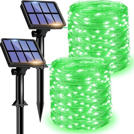 Set of 2 outdoor solar string lights - 12 m - 120 LEDs - Waterproof - 8 modes - Decorative solar string lights for garden, balcony, patio, gate, courtyard (1/5)