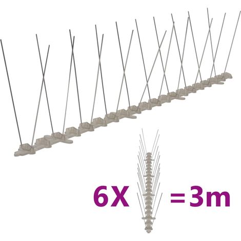 6-tlg. Vogelabwehr-Spikes-Set 3 m Kunststoff 2-reihig