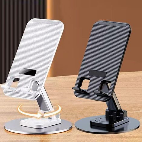 Support de téléphone double, angle et hauteur réglables, support de bureau pliable, base avec coussinet en silicone.