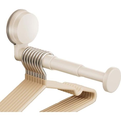 (White) Stackable hangers, 1 set of extendable hangers with self-adhesive suction cups (1/4)