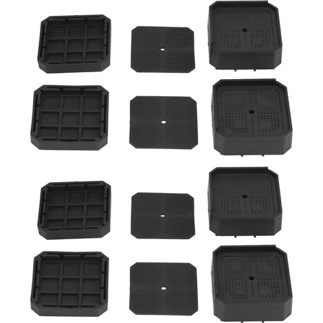Lot de 8 rehausseurs de lit semi-couverts en forme de L, antidérapants et empilables, pour meubles, tables, chaises et autres surfaces nécessitant une surface plane et antidérapante. (1/5)