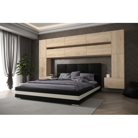 Viva – Tête de lit armoire – pont de lit PANAMA chêne sonoma 323x213x35cm – Panneau de particules – Pour chambre moderne