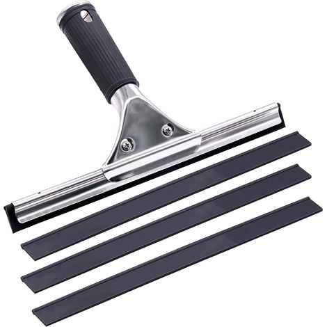 1 Raclette Vitre 30 cm Acier Inoxydable, 3 Lèvres Caoutchouc, Pour Fenêtre Douche Miroir (1/5)
