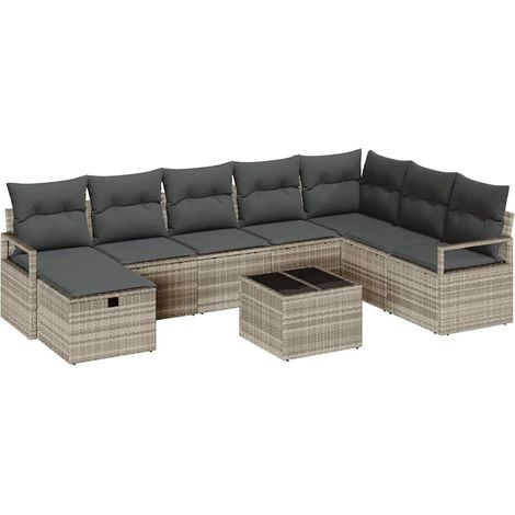 Maison Exclusive - Juego de Sofá 9 uds. 8-Número de plazas Gris C (1/5)