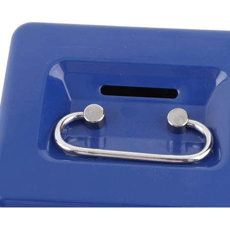 Coffret de Sécurité Métallique avec Bac Organisateur [Mini] - Coffret de Sécurité pour Trésorerie, Métal, Dimensions 125x95x60mm, Bleu, 2 Clés (1/5)