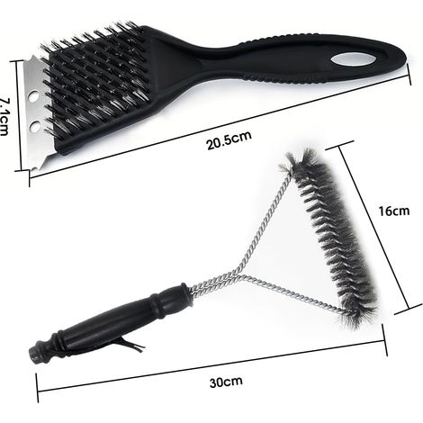 2 PCS Brosse de Nettoyage pour Barbecue 2 in 1 - Stainless Steel Wire BBQ Brush + Pointed Multifunctional BBQ Brush (1/4)