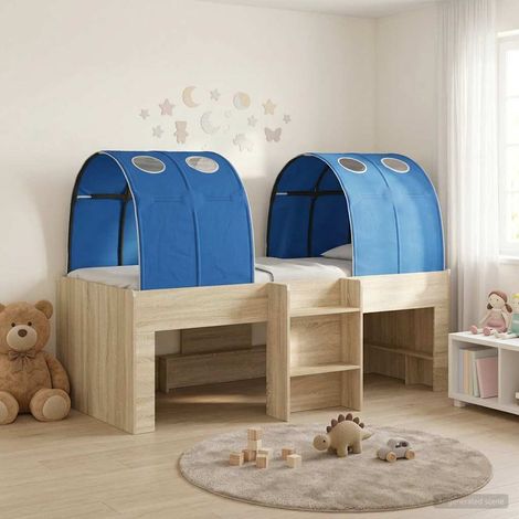 Cama con Túnel 3 uds. Roble Sonoma y Azul Madera de ingeniería (1/5)