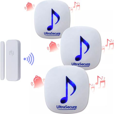 Ultra Secure – Carillon sans-fil 300m – Détecteur d'ouverture autonome – 3 carillons avec 35 mélodies – Volume réglable jusqu'à 105 dB - DA600 (1/5)