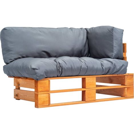Canapé palette de jardin avec coussins gris bois de pin vidaXL (1/5)