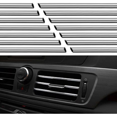 (Silver)20 Pieces Car Air Vent Outlet Trim Car Air Conditioning Air Outlet Decorative Strip for All Right Air Vent Outlets of Auto Interior (1/5)