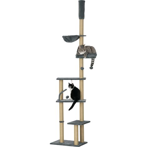 230-250cm Floor-to-Ceiling Climbing Cat Tree Tower - Grey (1/5)