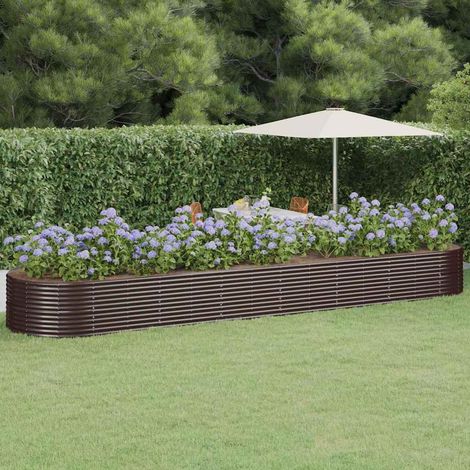 vidaXL Garden Raised Bed Powder-coated Steel 584x140x68 cm Brown (1/5)