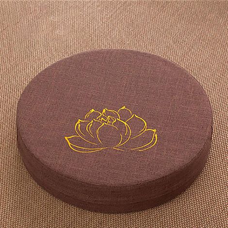 Coussin de méditation en lin, tapis de sol, tapis de relaxation, coussin de méditation à genoux, coussin de tatami pour la maison, amovible et lavable, couleur café. (1/5)