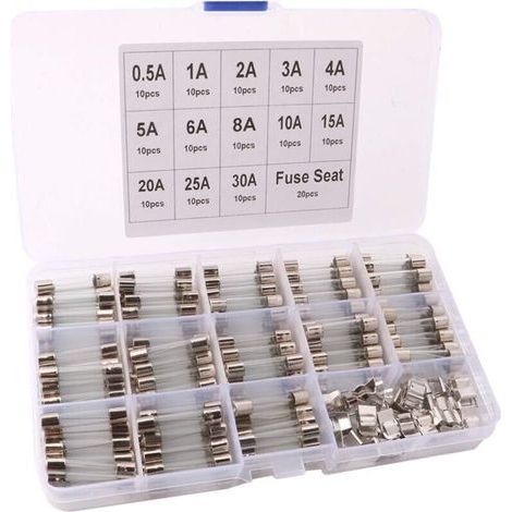 150 pezzi 6x30mm Fusibili in vetro professionali a fusione rapida per auto - 130 pezzi Fusibili in vetro a fusione rapida + 20 pezzi Fusibili per sedili (1/4)
