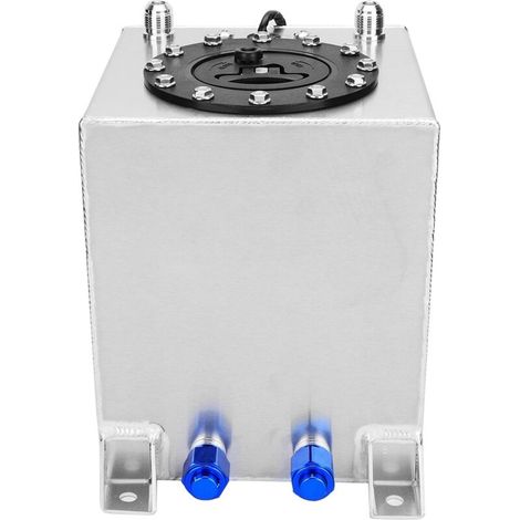 Hlyjoon Fydun Universal-Tank aus poliertem Aluminium (2,5 Gallonen/9,5 Liter) für Renn-, Straßen- und Drift-Fahrzeuge mit silbernem Füllstandssensor