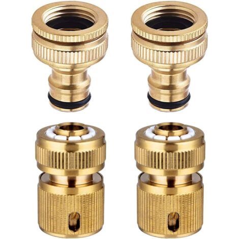 Raccordo rapido per rubinetto da giardino per tubi da 1/2" e 3/4", adattatore per rubinetto, 2 pezzi (1/5)