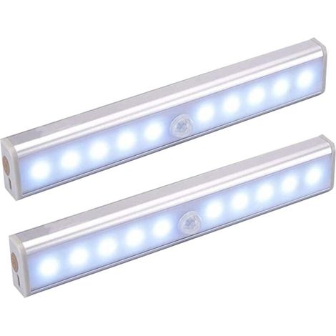 Lampe Detecteur De Mouvement Interieur, Lot De 2 Lampe 10 LED Sans Fil, Lampe Rechargeable USB Détecteurs De Mouvement Avec Magnétisme, Pour Armoires, Escaliers, Couloirs, Garages (1/5)