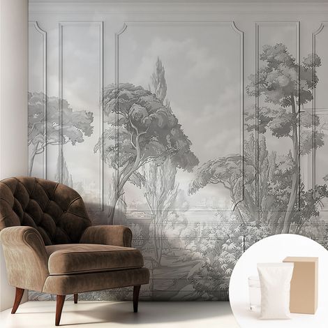 Tapete Vliestapete mit Kleber - Wandgestaltung - Tapete Wohnzimmer - Flur Eingangsbereich Stimmungsvolle Natur 250x250 cm (1/5)