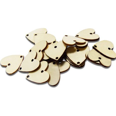 Etiquettes En Bois - Rondes Et En Forme De Coeur - 50 Pièces Disques + 50 Anneaux - Pour Calendrier Anniversaire Ou Étiquetage Personnel (1/5)