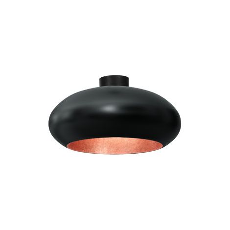 Plafoniera ovale nera interno rame Compo E27 Luminex